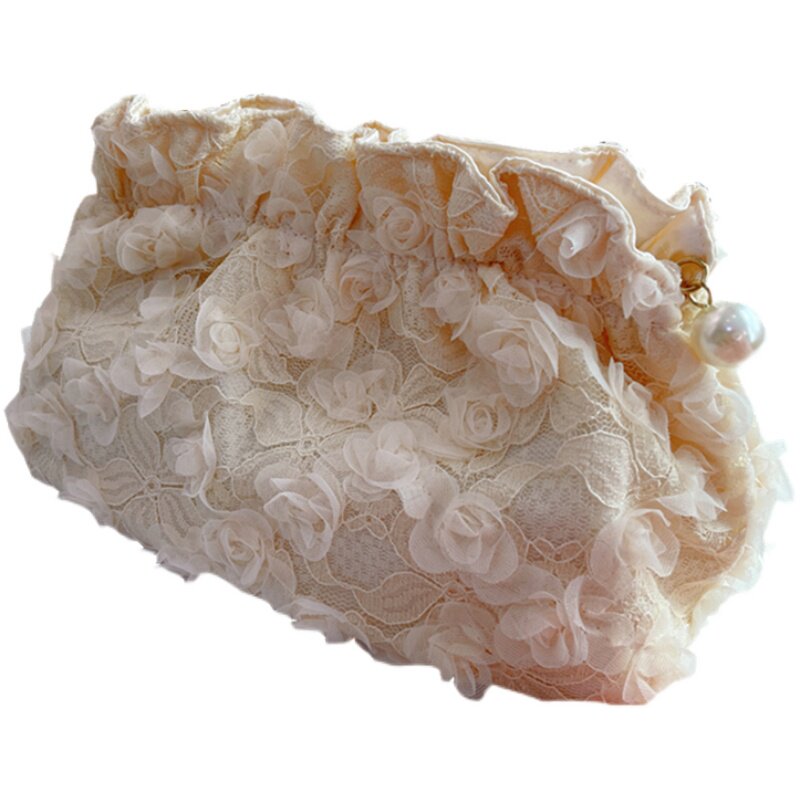 蕾丝小玫瑰化妆包收纳包化妆袋简约大容量便携可爱网红ins风超火