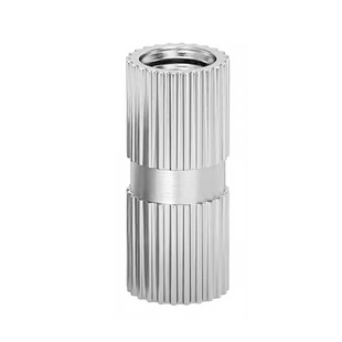 304不锈钢:可代替铜嵌件螺母-单通-双通热熔注胶滚花预埋塑料螺帽