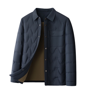 [85%鸭绒/绗线直充]梦特娇男士羽绒服冬季翻领商务夹克外套保暖J