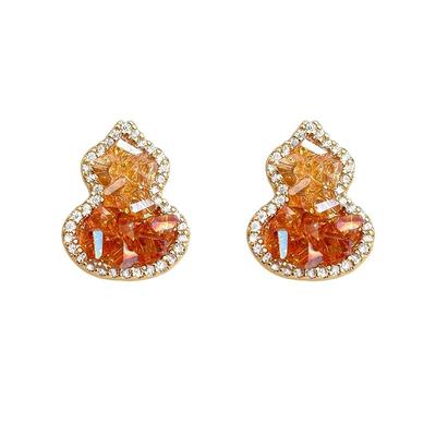 【自营】daisy beauty925银针水晶葫芦耳钉女渐变橙色耳环耳饰