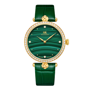 上海表摩登系列新品璨然孔雀石盘时尚钻石女款36mm全自动机械表
