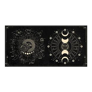 黑色塔罗牌桌布长方形星座运势推牌塔罗桌垫防水可擦免洗pvc台布