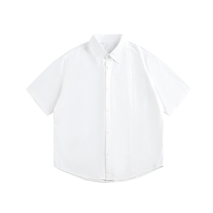 Dream made 极简通勤白色短袖衬衫男款夏季cleanfit纯棉衬衣外套