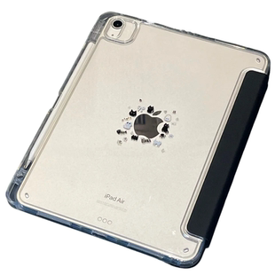 ins黑色AHa猫咪插画Y+三折适用ipad11保护套air7/6新款ipad10带笔槽11寸防摔pro13苹果平板保护壳mini7女可爱