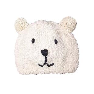 小熊羊羔毛包头帽日系可爱毛绒绒帽子女秋冬保暖睡帽防乱发月子帽