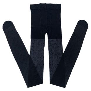 姿多美性感提花丝袜黑色加档连裤袜女士夏季超薄波点复古图案打底