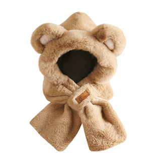 帽子女款2025新款帽子围巾一体防风帽毛绒保暖可爱加厚护耳秋冬季