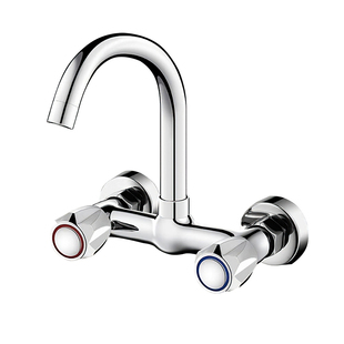 优爵厨房入墙式双孔水龙头冷热洗菜盆洗衣台阳台洗衣池全铜混水阀