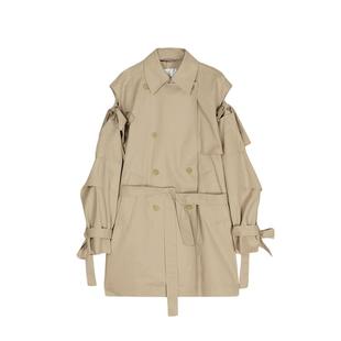 JNBY/江南布衣折扣春夏风衣中长款棉质双排扣宽松工装风外套女