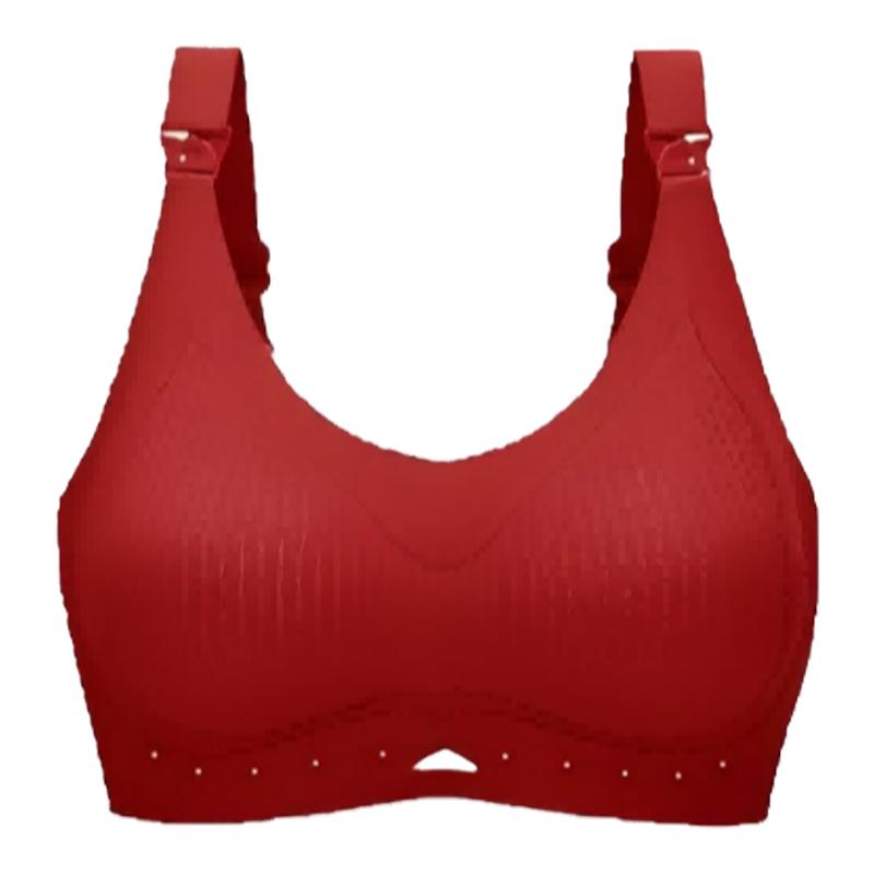 孕婦哺乳內(nèi)衣防下垂聚攏產(chǎn)后喂奶專用結(jié)婚懷孕期紅色大胸大碼文胸