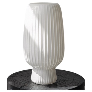 texdream织梦 冰透流纹花瓶白瓷玻璃花瓶客厅茶几褶皱设计花插感