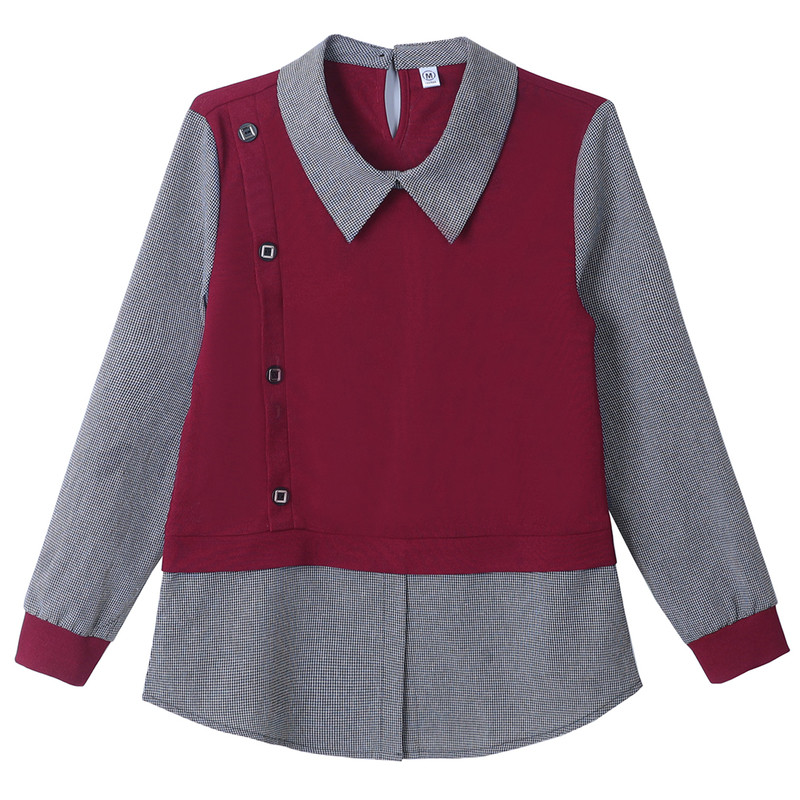 女士衬衫假两件2025秋季新款妈妈设计感拼接长袖中年卫衣显瘦上衣