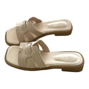 软糯舒适~!老钱风ins度假温柔凉拖鞋女夏季透气防滑外穿一字拖鞋