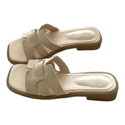 软糯舒适~！老钱风ins度假温柔凉拖鞋女夏季透气防滑外穿一字拖鞋