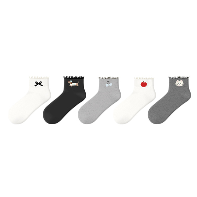 派米春夏可爱花边短筒袜女