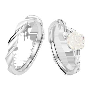 中国黄金央创山茶花戒指情侣对戒纯银一对款生日礼物送男女友S925