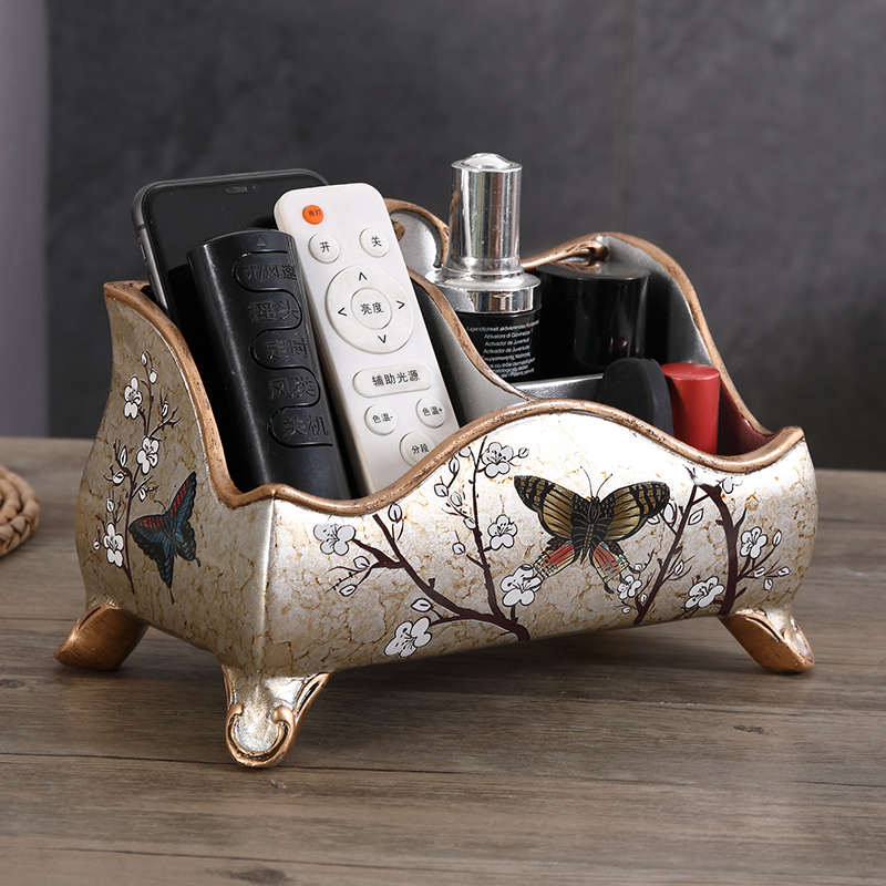 欧式客厅收纳盒轻奢茶几手机电视遥控器收纳创意办公室桌面杂物盒