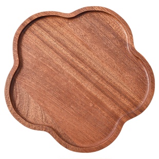 花瓣形状木餐盘乌檀木托盘水果面包小盘子家用木盘日式木质点心盘