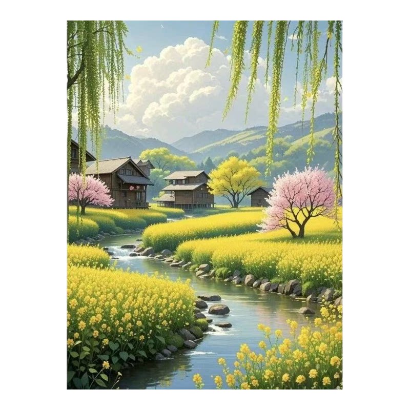 田园油菜花自粘防水遮瑕墙贴