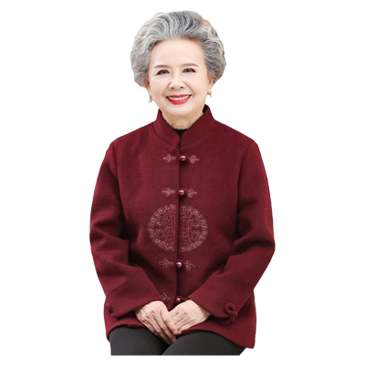 老年人春装女喜庆妈妈装毛呢外套