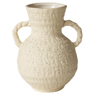 法式复古奶油陶瓷小花瓶客厅中古侘寂风高级感插花艺术感陶罐摆件