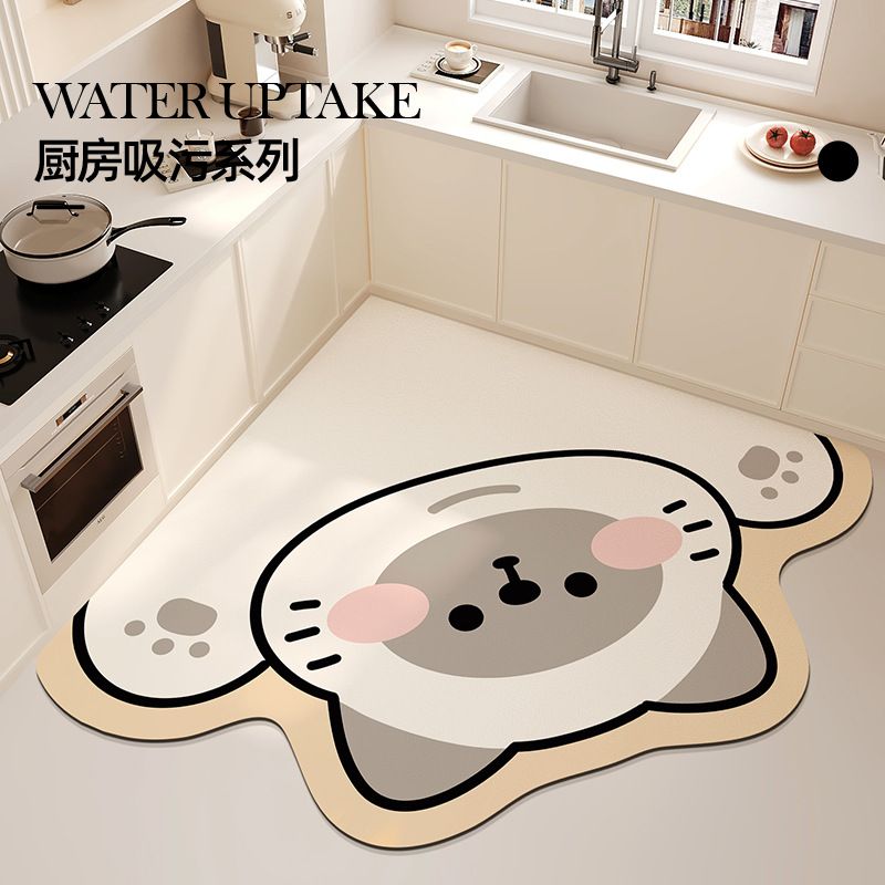 卡通家用厨房地垫吸水防滑耐脏脚垫速干易清洗硅藻泥地垫可