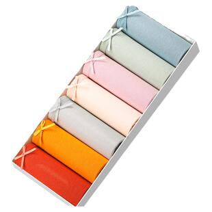 浪莎7条纯棉内裤女中腰全棉抗jun裆女士透气少女三角短裤女款亲肤