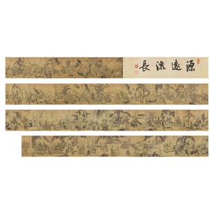 元 佚名 白描佛祖道影传赞图 佛像长卷微喷复制佛画装饰临摹学习