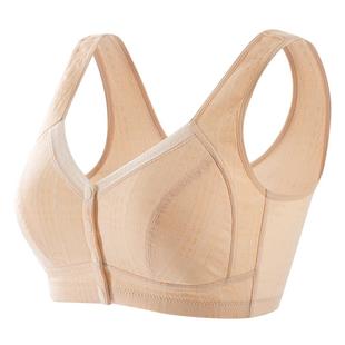 妈妈内衣女士前扣文胸无钢圈聚拢乳罩中老年专用妇女纯棉大码胸罩