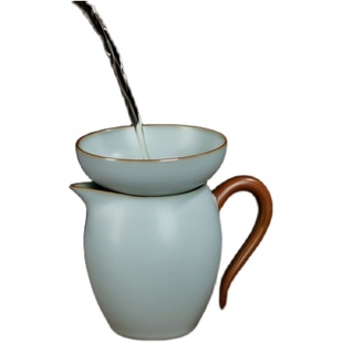 汝窑公道杯茶漏组合套装景德镇茶海复古茶具配件陶瓷聆听茶漏组合