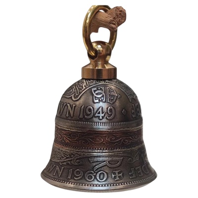 【币风堂】英国两先令半克朗新款硬币铃铛复古车挂件钥匙扣