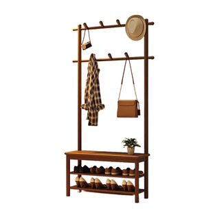 实木换鞋凳挂衣架一体家用门口鞋架入户玄关穿鞋凳可坐鞋柜衣帽架