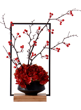 新中式风仿真花艺餐厅装饰品