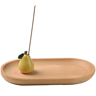 中式《鹅梨》小香插 榉木香托盘香座水果沉檀香陶瓷创意摆件香炉