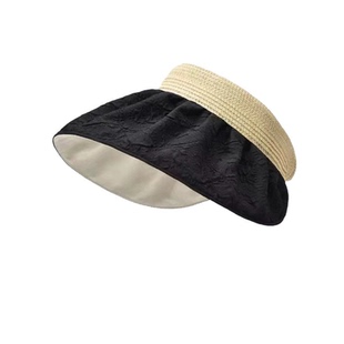 夏季女大帽檐遮阳防晒帽骑车防紫外线太阳帽可折叠发箍式贝壳帽子