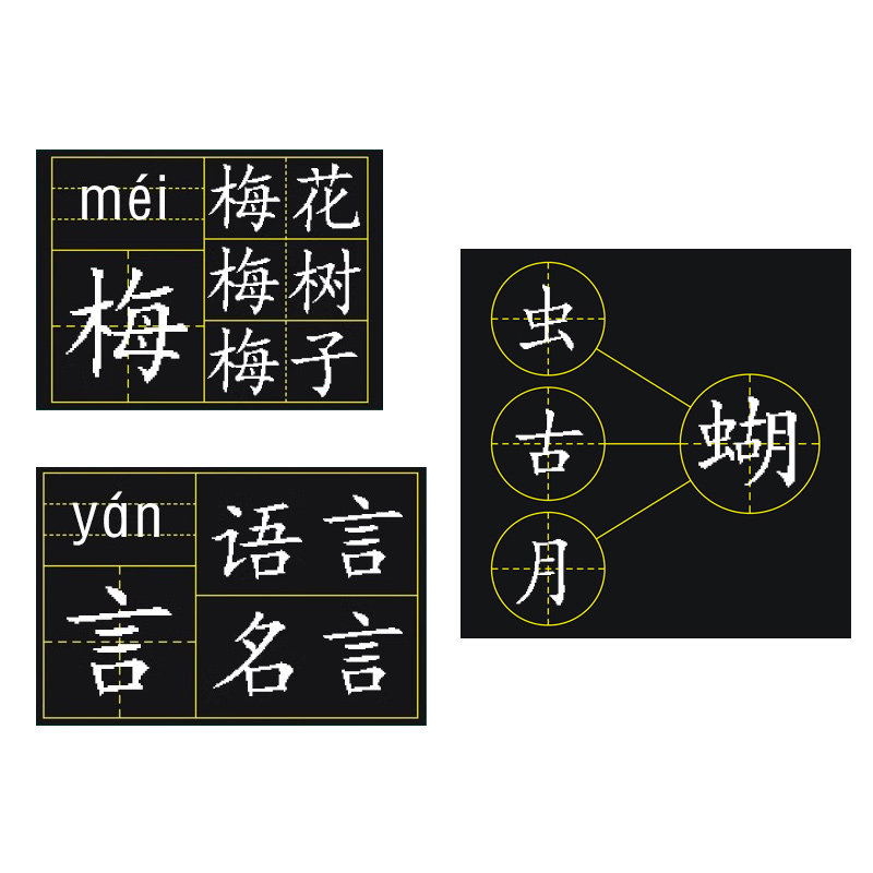 汉字结构解析分解教学磁性贴拼田