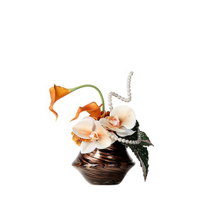 中古老钱风黑金玻璃花瓶花艺酒店会所玄关餐桌插花设计感花器摆件