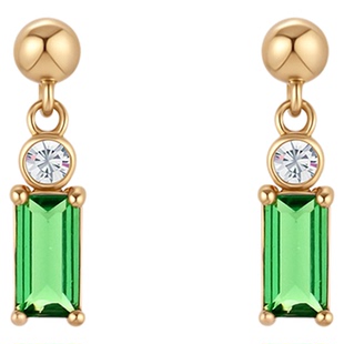 一撇一捺YPYN绿色耳钉女10K金耳环优雅法式复古风高级感