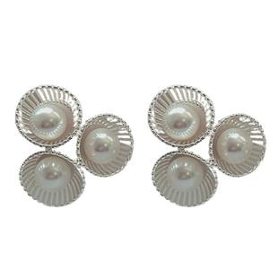 blooming绽放耳钉小众同款镀银质感珍珠花镂空金属耳环法式高级感