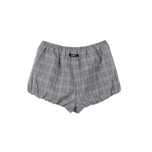 DeesseSicile 折扣 复古灰色格子松紧腰花苞裤减龄超短休闲短裤女