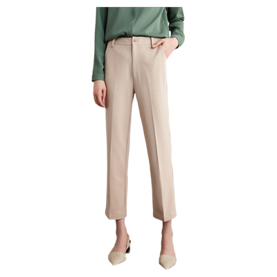 九分杏色直筒裤职业咖色西装裤