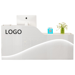 吧台收银台美容院店铺柜台简约现代吧台桌烤漆商用公司前台接待台