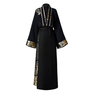 拟梦年年黑色旋裙版 宋制汉元素刺绣织金贵气千金风小个子显高