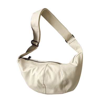 港风时尚休闲软皮单肩质感饺子包