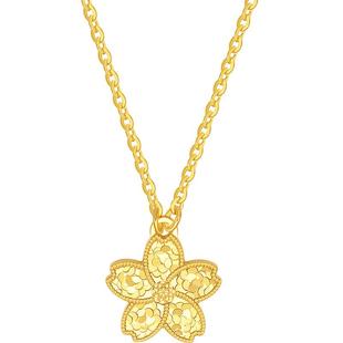 周六福项链女璀璨小花链坠S925银黄金色小众新年礼物送女友