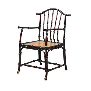 筇竹圈椅官帽太师椅竹编中式筇竹家具老式竹椅主人椅靠背围椅茶椅