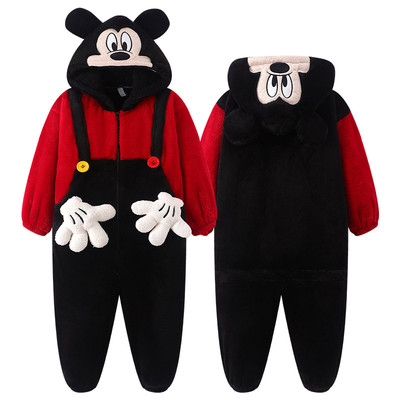 男款冬季米奇珊瑚绒加厚连体睡衣