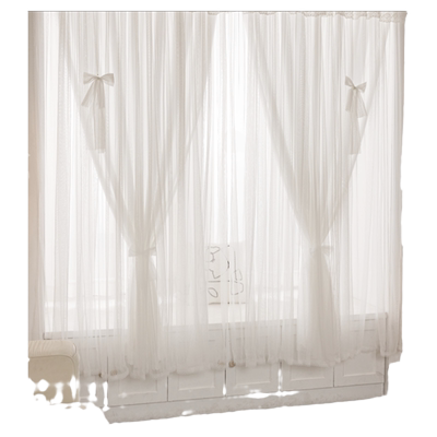 白色双层蕾丝半遮光窗帘