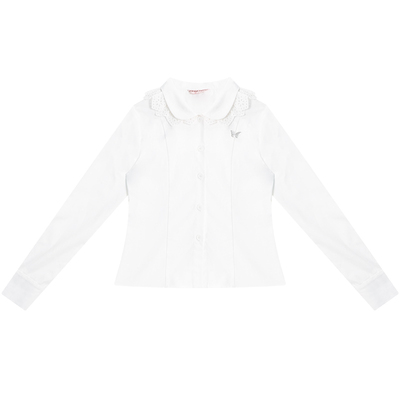 美式复古花边长袖衬衫