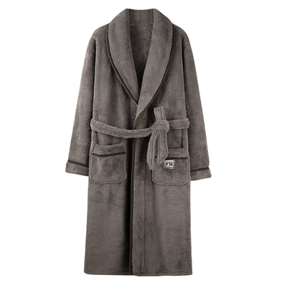 浪莎法兰绒睡袍男加厚保暖睡衣